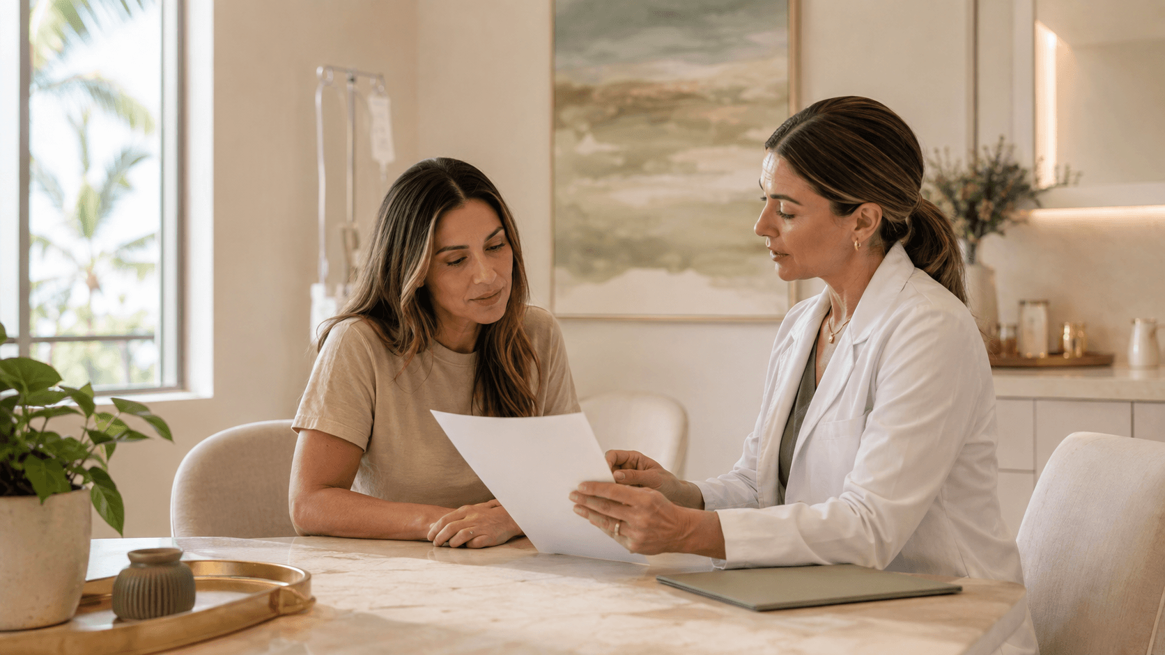 The Wellness Room consultation discussing IV therapy medication questions in Miami