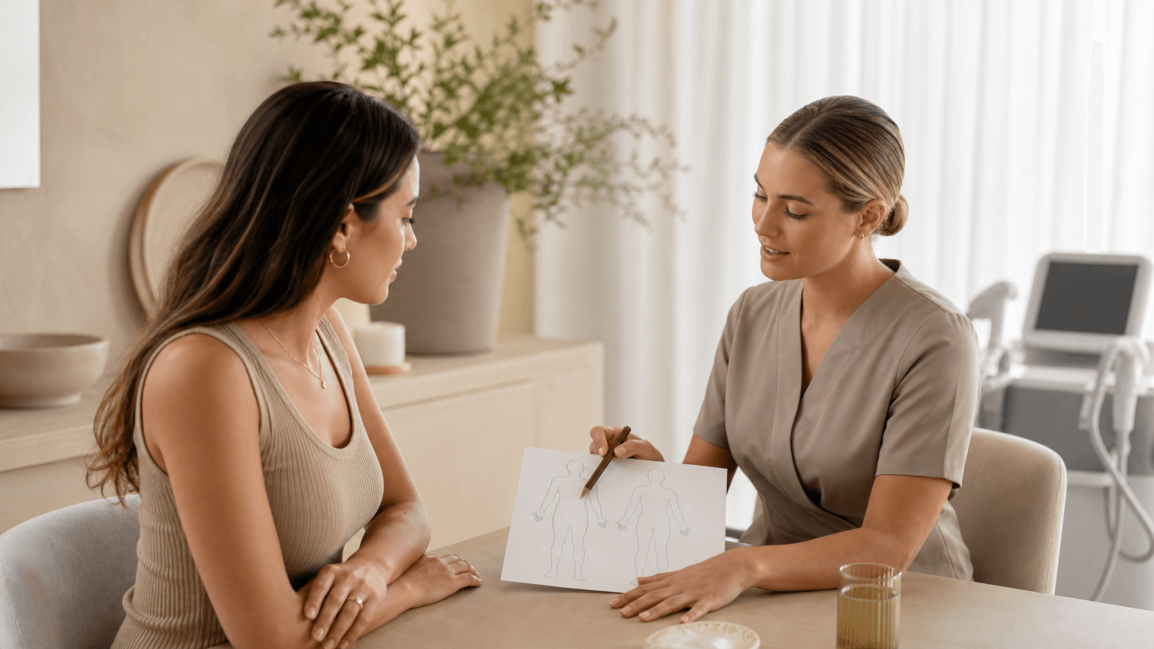 The Wellness Room consultation about laser hair removal treatment areas in Miami