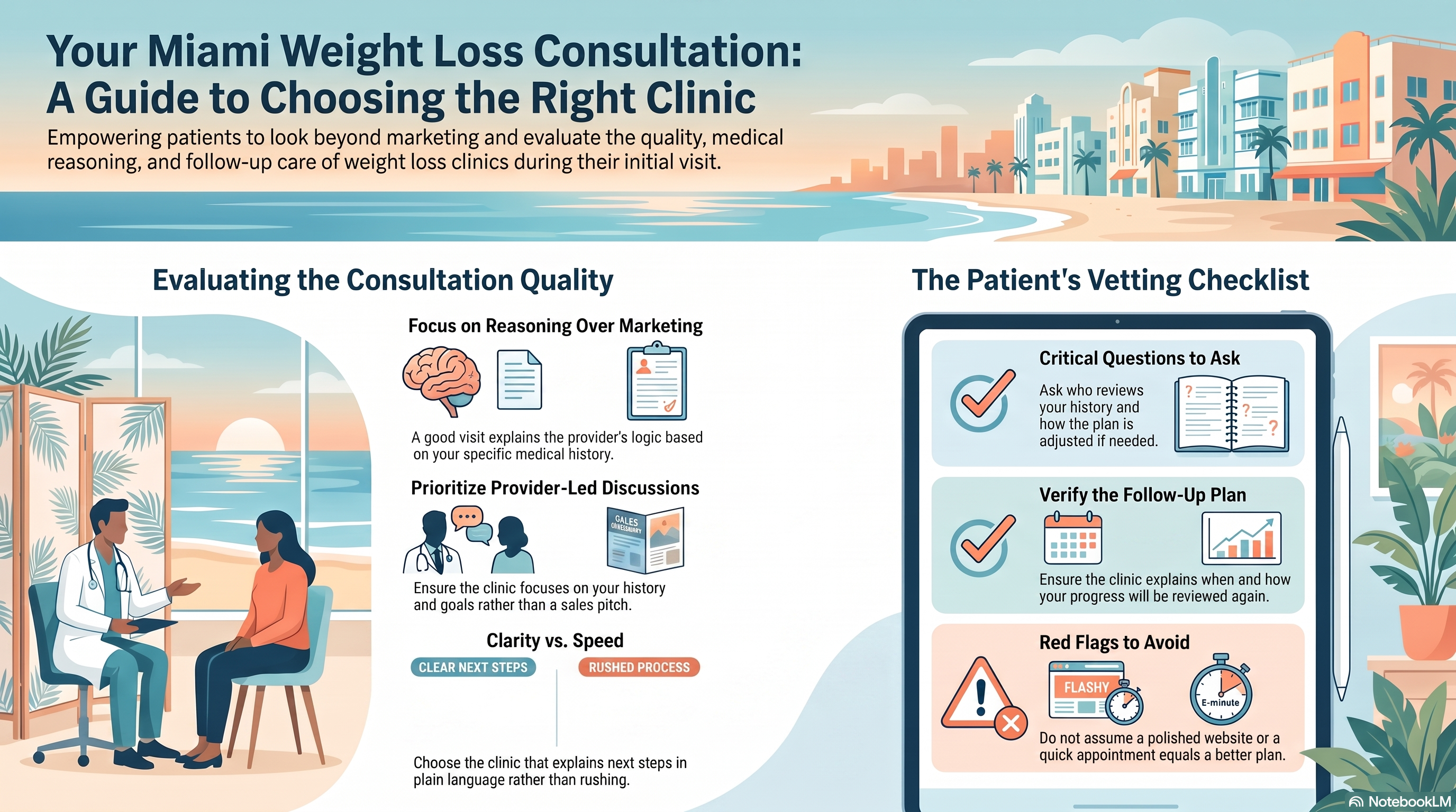 Miami patient comparing weight loss consultations with a provider